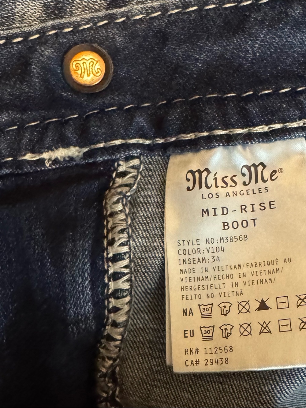 Miss Me Dark Blue Bootcut Jeans with Patriotic Sequin Pocket - Picture 7 of 10
